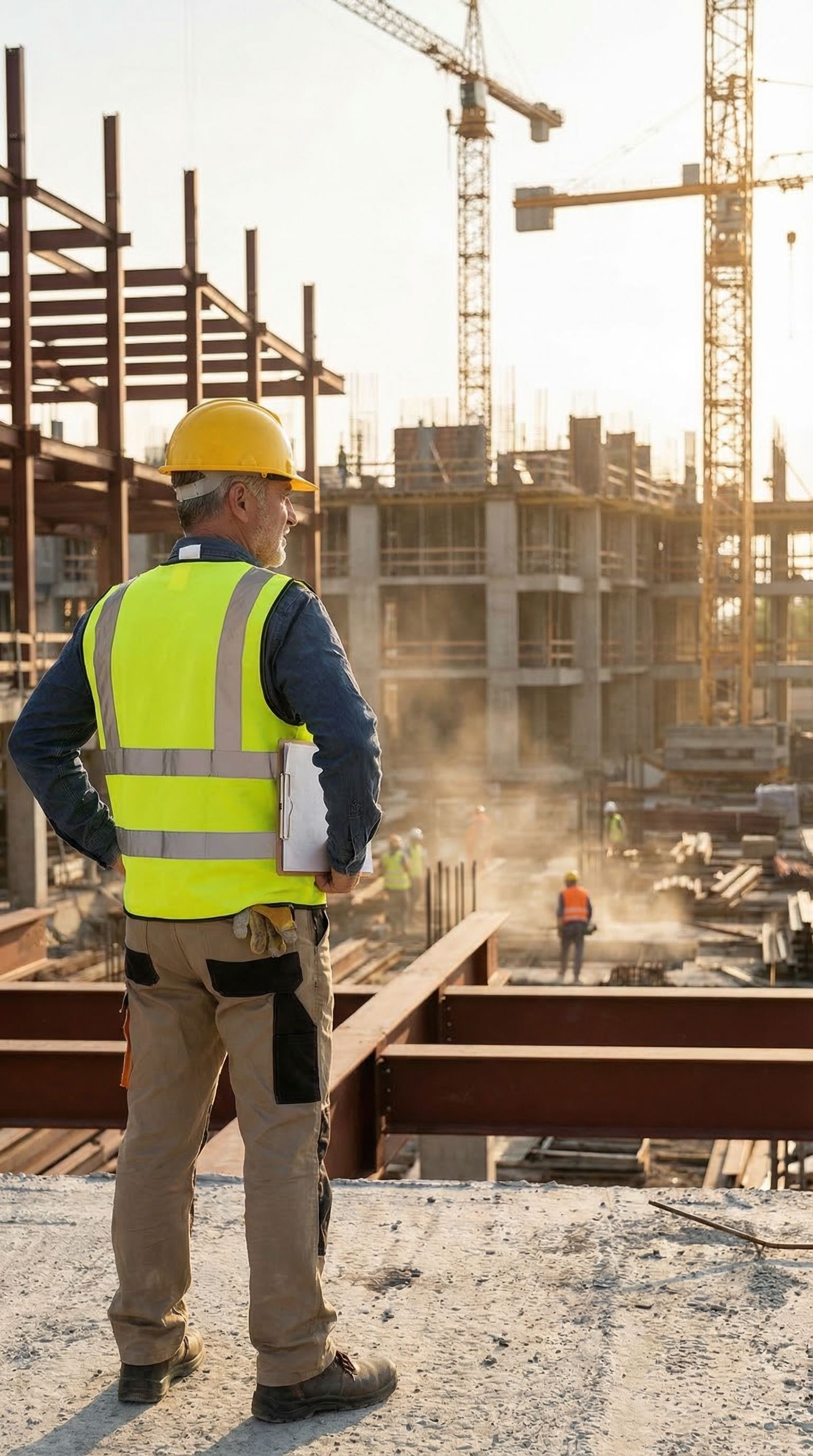 Ingeniero de IAAS supervisando proyecto de construcción
