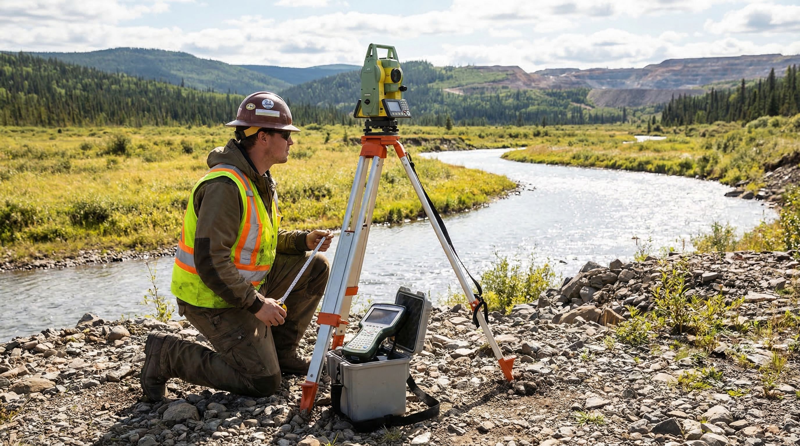 Equipo de monitoreo ambiental realizando mediciones en campo